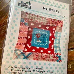 Pine Mountain Designs You Lift Me Up #536 Cross Stitch Pillow Sham Kit NEW